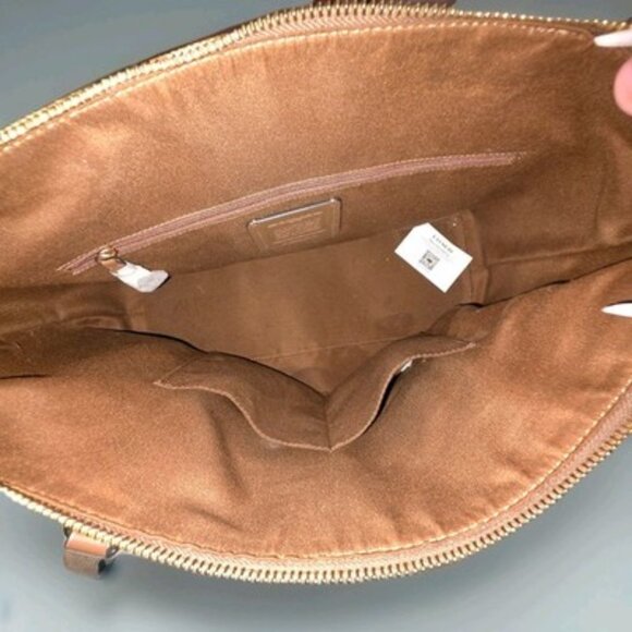 Coach CW381 Signature Canvas Khaki Saddle Shoulder Bag NEW With Tags - Picture 15 of 16